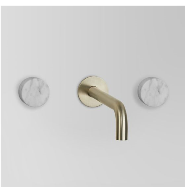 Astra Walker Assemble A81 06 V3 01 Wall Set With Marble Handle Brushed Platinum Design Bathware