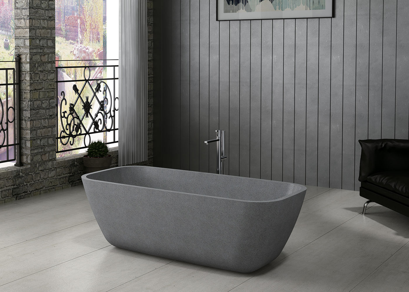 Pietra Bianca Chelsea Pb4099 17 Terrazzo Freestanding Bath 1700mm 