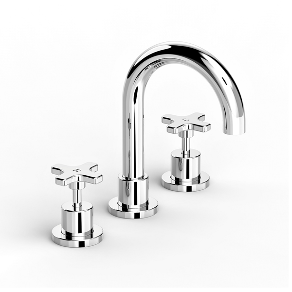 Faucet Strommen Chisel D 31770 Basin Set with Cross Handles Chrome Design Bathware