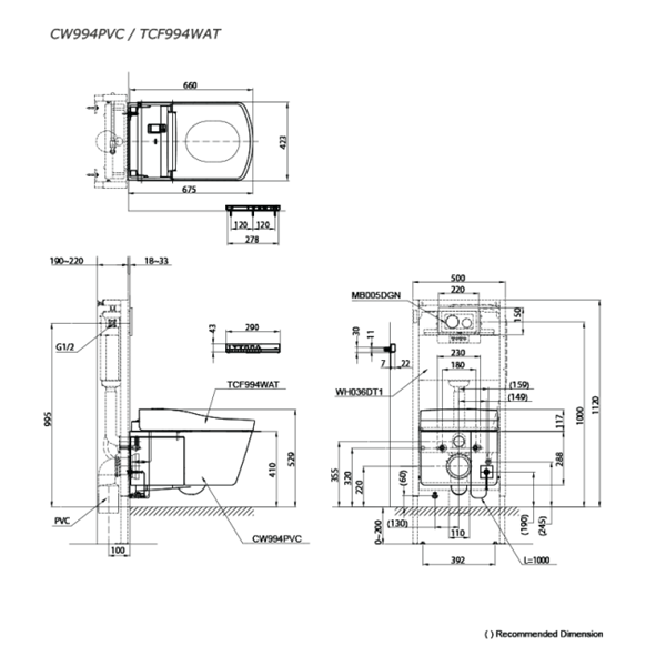TOTO NEOREST LE I CW994PVC + TCF994WAT Wall Hung Toilet & Washlet