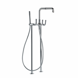 Brodware - Industrica - 1.6722.00.3.01 - Floor Mounted Bath/Handshower Diverter Set with Metal Levers - Chrome
