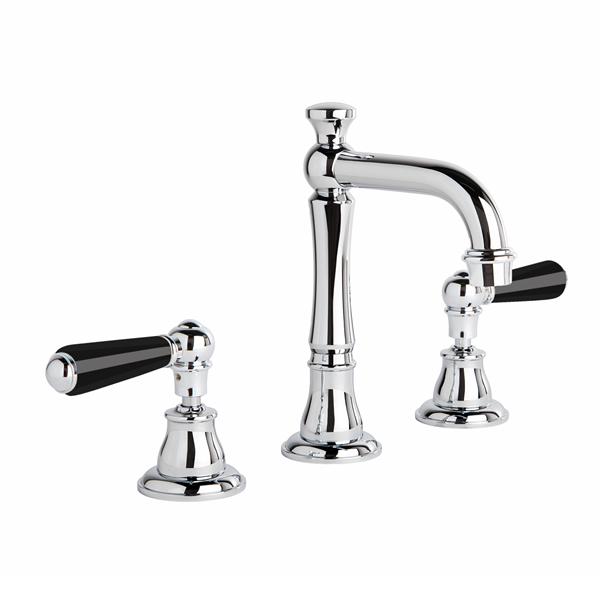 Brodware - Neu England - 1.8000.02.5.01 - Basin Set with Black Porcelain Levers - Chrome