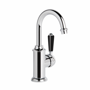 Brodware - Neu England - 1.8003.00.5.01 - Basin Mixer Single Black Porcelain Lever with Swivel Spout - Chrome
