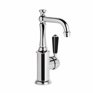 Brodware - Neu England - 1.8003.02.5.01 - Basin Mixer Single Black Porcelain Lever with Traditional Swivel Spout - Chrome