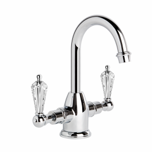 Brodware - Neu England - 1.8004.00.8.01 - Basin Mixer with Swivel Spout & Kristall Levers - Chrome