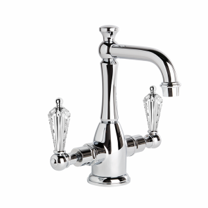 Brodware - Neu England - 1.8004.02.8.01 - Basin Mixer with Traditional Swivel Spout & Kristall Levers - Chrome