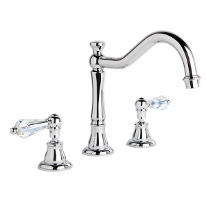 Brodware - Neu England - 1.8007.02.8.01 - Bath Set with Traditional Swivel Spout & Kristall Levers - Chrome