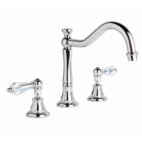 Brodware - Neu England - 1.8007.02.8.01 - Bath Set with Traditional Swivel Spout & Kristall Levers - Chrome