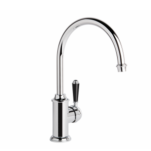 Brodware - Neu England - 1.8008.00.5.01 - Kitchen Mixer Single Black Porcelain Lever with Swivel Spout -  Chrome