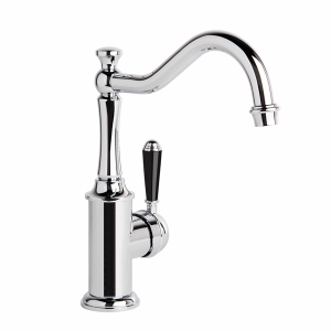 Brodware - Neu England - 1.8008.02.5.01 - Kitchen Mixer Single Black Porcelain Lever with Traditional Swivel Spout - Chrome