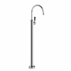 Brodware - Neu England - 1.8008.05.5.01 - Bath Mixer Floor Mounted with Black Porcelain Lever - Chrome