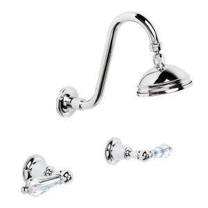 Brodware - Neu England -1.8010.00.8.01 - Shower Set with 100mm Ball Joint Rose & Kristall Levers - Chrome