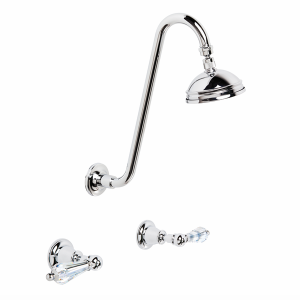 Brodware - Neu England - 1.8010.02.8.01 - Shower Set with Extended Arm and 100mm Ball Joint Rose with Kristall Levers - Wels 3 Star Flow Rate 9L/min - Chrome