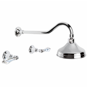 Brodware - Neu England - 1.8011.00.8.01 - Shower Set with 150mm Ball Joint Rose & Kristall Levers - Chrome
