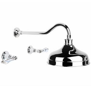 Brodware - Neu England - 1.8011.02.8.01 - Shower Set with 200mm Ball Joint Rose and Kristall Levers - Chrome