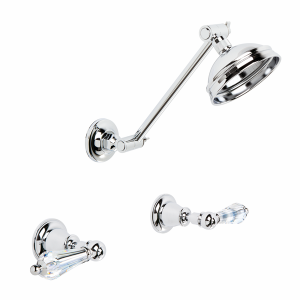 Brodware - Neu England - 1.8012.00.8.01 - Shower Set with Adjustable Arm and 100mm Rose and Kristall Levers - Chrome