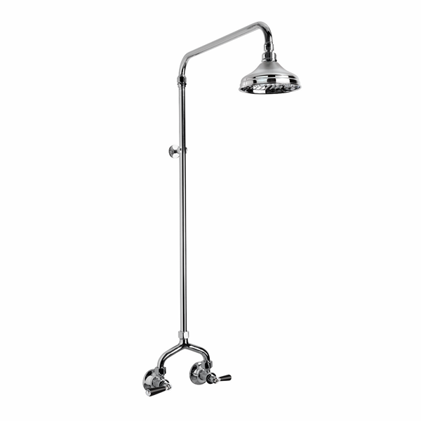Brodware - Neu England - 1.8013.00.5.01 - Exposed Shower Set with 150mm Rose & Black Porcelain Levers - Chrome