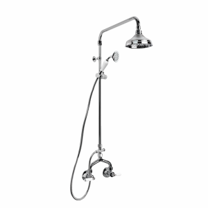 Brodware - Neu England - 1.8013.03.4.01 - Exposed Shower Set with 150mm Rose, Hand Shower and Diverter and White Porcelain Levers - Chrome