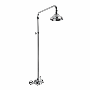 Brodware - Neu England - 1.8014.00.4.01 -  Exposed Shower Mixer with 150mm Rose & White Porcelain Lever - Chrome