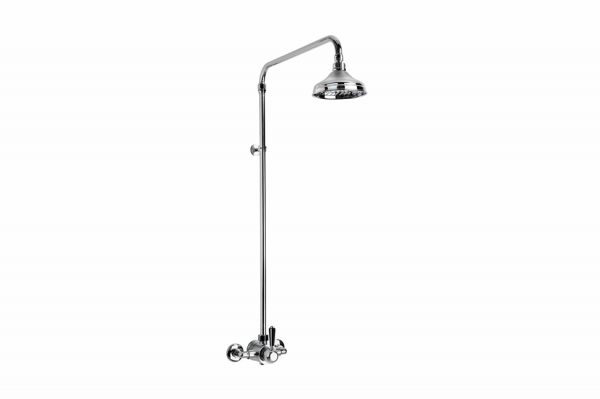 Brodware - Neu England - 1.8014.00.5.01 - Exposed Shower Mixer with 150mm Rose & Black Porcelain Lever - Chrome