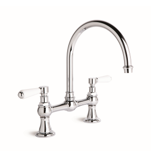 Brodware - Winslow - 1.8131.00.4.01 - Kitchen Set with Swivel Spout & White Porcelain Levers - Wels 5 Star Flow Rate 6L/min - Chrome