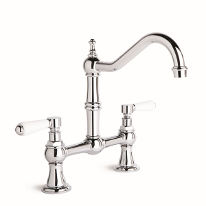 Brodware - Winslow - 1.8131.02.4.01 - Kitchen Set with Swivel Spout & White Porcelain Levers - Wels 5 Star Flow Rate 6L/min - Chrome