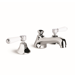 Brodware - Classique - 1.8700.00.4.01 - Basin Set with White Porcelain Levers - Wels 6 Star Flow Rate 4.5L/min - Chrome