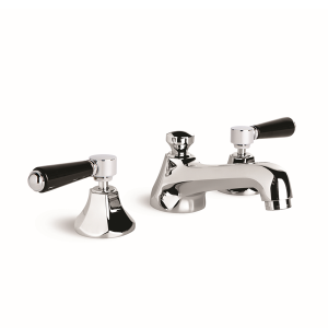 Brodware - Classique - 1.8700.00.5.01 - Basin Set with Black Porcelain Levers - Wels 6 Star Flow Rate 4.5L/min - Chrome