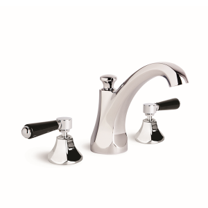 Brodware - Classique - 1.8700.02.5.01 - Basin Set with Black Porcelain Levers - Wels 6 Star Flow Rate 4.5L/min - Chrome