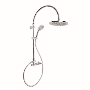 Brodware - Yokato - 1.9323.04.7.01 - Exposed Overhead Shower Set with 225mm Rose, Single Function Hand Shower & Knurled Levers - Wels 3 Star Flow Rate 9L/min - Chrome