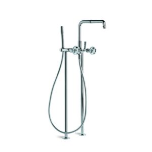 Brodware - Industrica - 1.6722.00.2.01 - Floor Mounted Bath/Handshower Diverter Set with Cross Handles - Chrome
