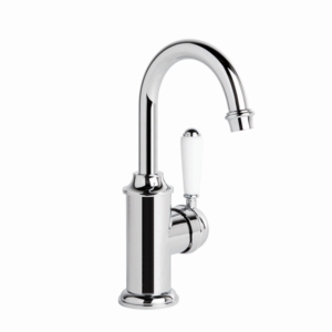 Brodware - Neu England - 1.8003.00.4.01 - Basin Mixer Single White Porcelain Lever with Swivel Spout - Chrome
