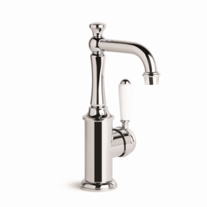 Brodware - Neu England - 1.8003.02.4.01 - Basin Mixer Single White Porcelain Lever with Traditional Swivel Spout - Chrome