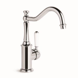 Brodware - Neu England - 1.8008.02.4.01 - Kitchen Mixer Single White Porcelain Lever with Traditional Swivel Spout - Chrome