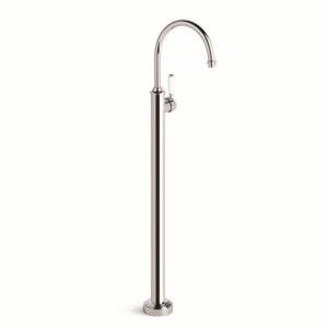 Brodware - Neu England - 1.8008.05.4.01 - Bath Mixer Floor Mounted with White Porcelain Lever - Chrome