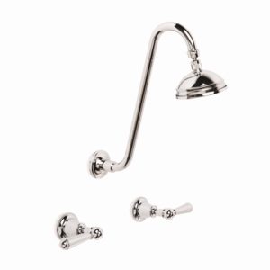 Brodware - Neu England - 1.8010.02.3.01 - Shower Set with Extended Arm and 100mm Ball Joint Rose with Metal Levers - Chrome