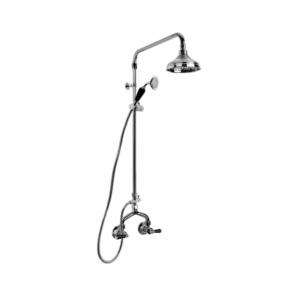 Brodware - Neu England - 1.8013.03.5.01 - Exposed Shower Set with 150mm Rose, Hand Shower and Diverter and Black Porcelain Levers - Chrome