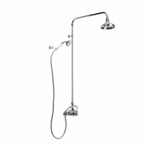 Brodware - Neu England - 1.8014.02.8.01 - Exposed Shower Mixer with 150mm Rose, Hand Shower, Diverter & Kristall Levers - Chrome