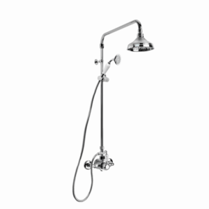 Brodware - Neu England - 1.8014.03.8.01 - Exposed Shower Mixer with 150mm Rose, Hand Shower, Diverter & Kristall Lever - Chrome