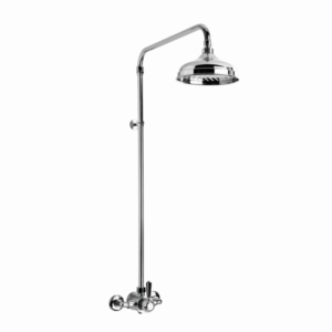 Brodware - Neu England - 1.8014.20.5.01 - Exposed Shower Mixer with 200mm Rose & Black Porcelain Lever - Chrome