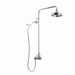 Brodware - Neu England - 1.8014.22.4.01 - Exposed Shower Mixer with 200mm Rose, Handshower, Diverter & White Porcelain Lever - Chrome