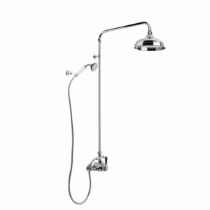 Brodware - Neu England - 1.8014.22.5.01 - Exposed Shower Mixer with 200mm Rose, Handshower, Diverter & Black Porcelain Lever - Chrome