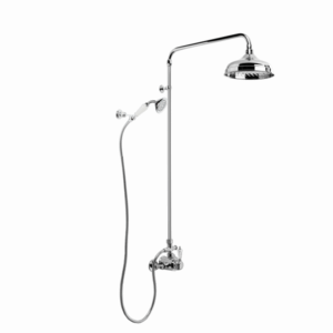Brodware - Neu England - 1.8014.22.8.01 - Exposed Shower Mixer with 200mm Rose, Handshower, Diverter & Kristall Lever - Chrome
