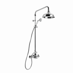Brodware - Neu England - 1.8014.23.4.01 - Exposed Shower Mixer with 200mm Rose, Handshower, Diverter & White Porcelain Lever - Chrome