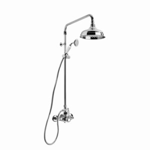 Brodware - Neu England - 1.8014.23.8.01 - Exposed Shower Mixer with 200mm Rose, Handshower, Diverter & Kristall Lever - Chrome