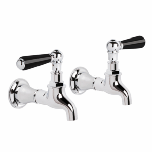 Brodware - Neu England - 1.8015.00.5.01 - Bib Taps Female, Pair with Black Porcelain Levers - Chrome