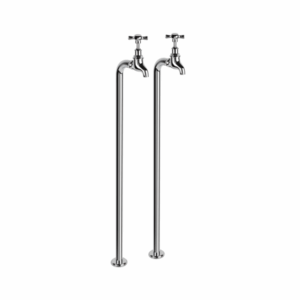 Brodware - Neu England - 1.8016.02.2.01 - Floor Mounted Bib Cross Handle Taps Set - Chrome