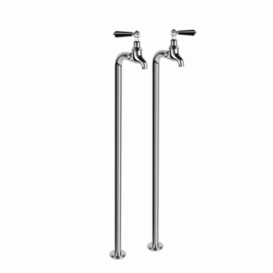 Brodware - Neu England - 1.8016.02.5.01 - Black Porcelain Lever Floor Mounted Bib Taps Set - Chrome