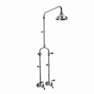 Brodware - Neu England - 1.8017.00.5.01 - Exposed Bath/Overhead Shower Set with 150mm Rose & Black Porcelain Levers - Chrome