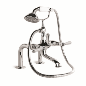 Brodware - Neu England - 1.8021.00.3.01 - Hob Mount Bath Mixer with Hand Shower, Metal Levers & Diverter - Chrome